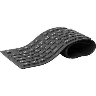C-TECH klávesnice FK-01, gelová, flexibilní, černá, USB, CZ/SK