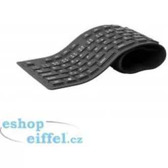 C-TECH klávesnice FK-01, gelová, flexibilní, černá, USB, CZ/SK