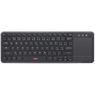 C-TECH klávesnice WLTK-01, bezdrátová s touchpadem, černá, USB