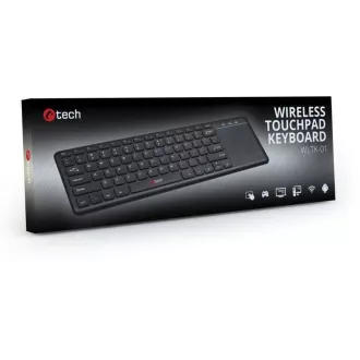 C-TECH klávesnice WLTK-01, bezdrátová s touchpadem, černá, USB