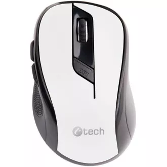 C-TECH myš WLM-02, černo-bílá, bezdrátová, 1600DPI, 6 tlačítek, USB nano receiver