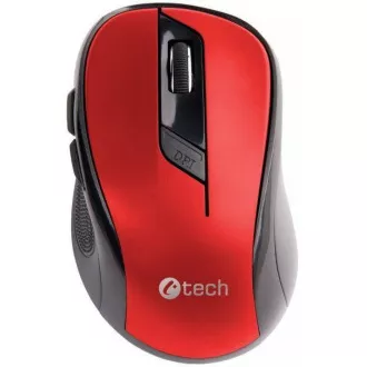 C-TECH myš WLM-02, černo-červená, bezdrátová, 1600DPI, 6 tlačítek, USB nano receiver