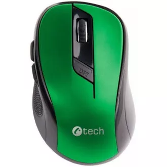 C-TECH myš WLM-02, černo-zelená, bezdrátová, 1600DPI, 6 tlačítek, USB nano receiver