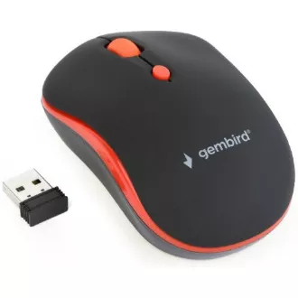 GEMBIRD myš MUSW-4B-03-R, černo-červená, bezdrátová, USB nano receiver