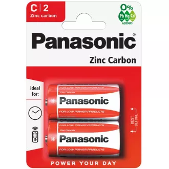 PANASONIC Zinkouhlíkové baterie Red Zinc R14RZ/2BP EU C 1, 5V (Blistr 2ks)