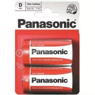 PANASONIC Zinkouhlíkové baterie Red Zinc R20RZ/2BP EU D 1, 5V (Blistr 2ks)