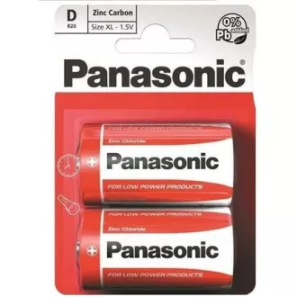 PANASONIC Zinkouhlíkové baterie Red Zinc R20RZ/2BP EU D 1, 5V (Blistr 2ks)