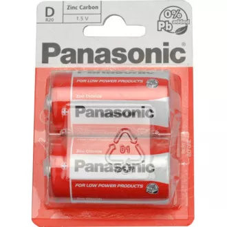 PANASONIC Zinkouhlíkové baterie Red Zinc R20RZ/2BP EU D 1, 5V (Blistr 2ks)