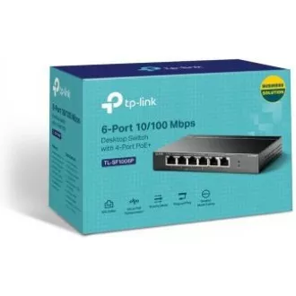 TP-Link switch TL-SF1006P (6x100Mb/s, 4xPoE+, 67W, fanless)
