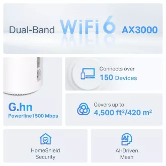 TP-Link Deco PX50(2-pack) WiFi6 Powerline Mesh (AX3000, 2, 4GHz/5GHz, 3xGbELAN/WAN)