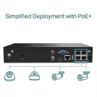 TP-Link VIGI NVR1004H-4P, videorekordér, 4 channels, 4xPoE, 1xSATA, 1x100Mb/s LAN, 2xUSB2.0, 1xHDMI, 1xVGA