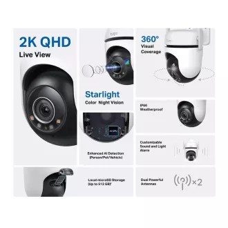 TP-Link Tapo C520WS venkovní-outdoor kamera, (4MP, 2K QHD 1440p, WiFi, IR 30m, microSD card)