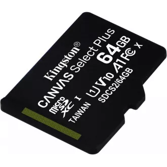 Kingston MicroSDXC karta 64GB micSDXC Canvas Select Plus 100R A1 C10 Card + SD adaptér