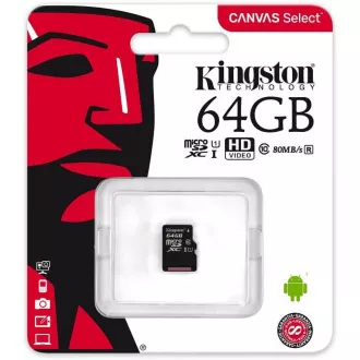 Kingston MicroSDXC karta 64GB micSDXC Canvas Select Plus 100R A1 C10 - 1 ks
