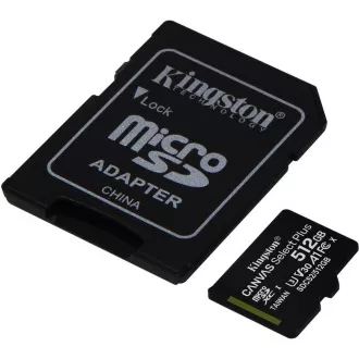 Kingston MicroSDXC karta 512GB Canvas Select Plus 100R A1 C10 Card + SD adaptér