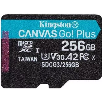 Kingston MicroSDXC karta 256GB Canvas Go! Plus, R:170/W:90MB/s, Class 10, UHS-I, U3, V30, A2