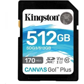 Kingston MicroSDXC karta 512GB Canvas Go! Plus, R:170/W:90MB/s, Class 10, UHS-I, U3, V30, A2 + Adaptér - Použité Kingston MicroSDXC karta 512GB Canvas Go! Plus, R:170/W:90MB/s, Class 10, UHS-I, U3, V30, A2 + Adaptér - Použité