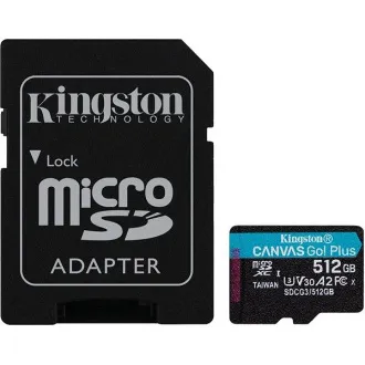 Kingston MicroSDXC karta 512GB Canvas Go! Plus, R:170/W:90MB/s, Class 10, UHS-I, U3, V30, A2 + Adaptér - Použité Kingston MicroSDXC karta 512GB Canvas Go! Plus, R:170/W:90MB/s, Class 10, UHS-I, U3, V30, A2 + Adaptér - Použité