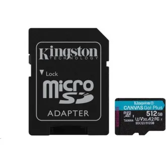 Kingston MicroSDXC karta 512GB Canvas Go! Plus, R:170/W:90MB/s, Class 10, UHS-I, U3, V30, A2 + Adaptér - Použité Kingston MicroSDXC karta 512GB Canvas Go! Plus, R:170/W:90MB/s, Class 10, UHS-I, U3, V30, A2 + Adaptér - Použité