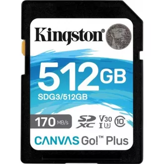 Kingston SDXC karta 256GB Canvas Go! Plus, R:170/W:90MB/s, Class 10, UHS-I, U3, V30