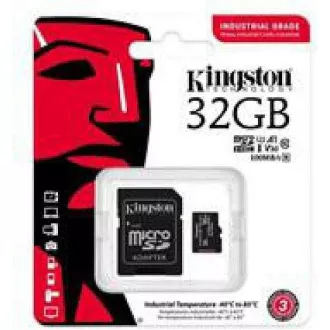Kingston MicroSDHC karta 32GB Industrial C10 A1 pSLC Card + SD Adapter