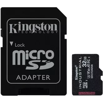 Kingston MicroSDHC karta 32GB Industrial C10 A1 pSLC Card + SD Adapter
