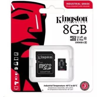 Kingston MicroSDHC karta 8GB Industrial C10 A1 pSLC Card + SD Adapter