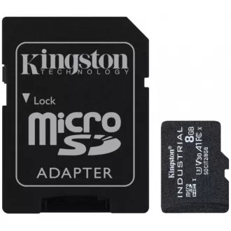 Kingston MicroSDHC karta 8GB Industrial C10 A1 pSLC Card + SD Adapter