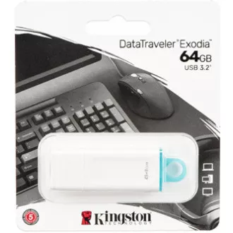 Kingston Flash Disk 64GB USB3.2 Gen 1 DataTraveler Exodia (White + Teal)