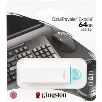 Kingston Flash Disk 64GB USB3.2 Gen 1 DataTraveler Exodia (White + Teal)