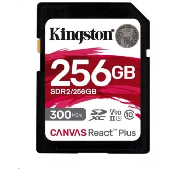 Kingston SDXC karta 256GB Canvas React Plus SDXC UHS-II 300R/260W U3 V90 for Full HD/4K/8K