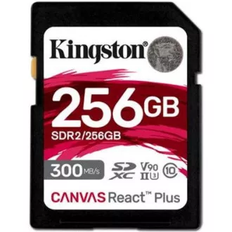 Kingston SDXC karta 256GB Canvas React Plus SDXC UHS-II 300R/260W U3 V90 for Full HD/4K/8K