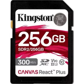 Kingston SDXC karta 256GB Canvas React Plus SDXC UHS-II 300R/260W U3 V90 for Full HD/4K/8K