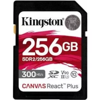 Kingston SDXC karta 256GB Canvas React Plus SDXC UHS-II 300R/260W U3 V90 for Full HD/4K/8K