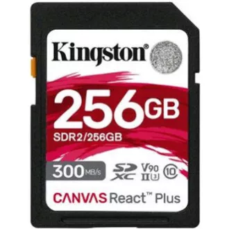 Kingston SDXC karta 256GB Canvas React Plus SDXC UHS-II 300R/260W U3 V90 for Full HD/4K/8K