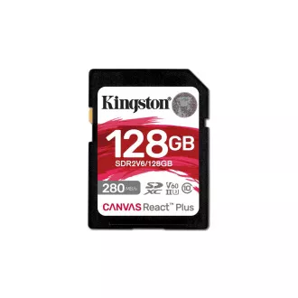 Kingston SDXC karta 128GB Canvas React Plus, UHS-II, U3, V60, R:280/W:100MB/s