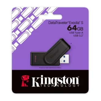 Kingston Flash Disk 64GB USB3.2 Gen 1 DataTraveler Exodia S (Black)