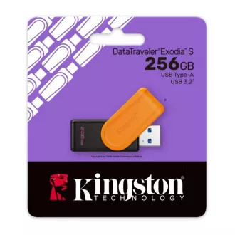 Kingston Flash Disk 256GB USB3.2 Gen 1 DataTraveler Exodia S (Black + Orange)