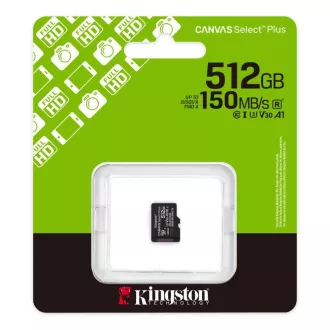 Kingston MicroSDXC karta 512GB Canvas Select Plus, U3, V30, A1