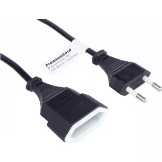PREMIUMCORD Kabel síťový 230V, prodlužovací dvojvidlice, 2m