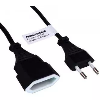 PREMIUMCORD Kabel síťový 230V, prodlužovací dvojvidlice, 2m