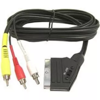 PremiumCord Kabel SCART - 3xCINCH M/M 1.5m in/out přepínač