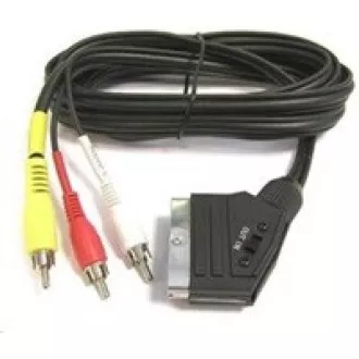 PremiumCord Kabel SCART - 3xCINCH M/M 1.5m in/out přepínač