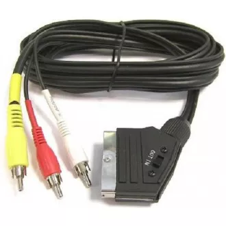 PremiumCord Kabel SCART - 3xCINCH M/M 1.5m in/out přepínač