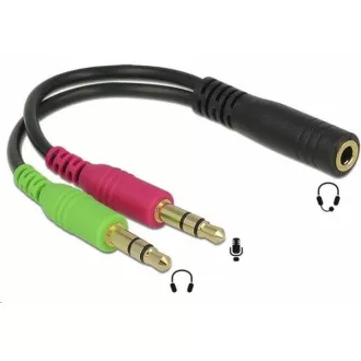 PREMIUMCORD Adaptér 4pólový jack3, 5mm pro sluchátka a mikrofon, 30cm