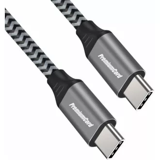 PREMIUMCORD Kabel USB-C M/M, 100W 20V/5A 480Mbps bavlněný oplet, 0, 5m