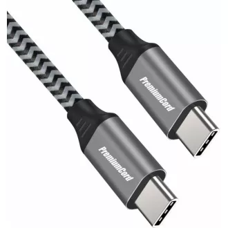 PREMIUMCORD Kabel USB-C M/M, 100W 20V/5A 480Mbps bavlněný oplet, 2m