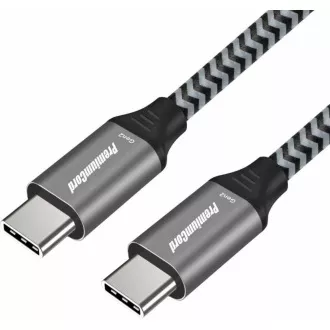PREMIUMCORD Kabel USB-C (USB 3.2 Gen 2, 3A, 60W, 20Gbit/s) bavlněný oplet, 0, 5m