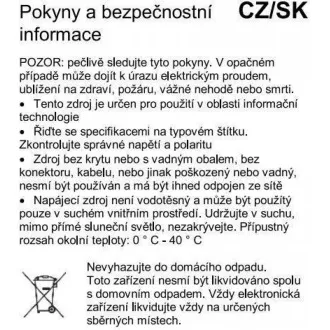 PremiumCord napájecí adaptér 230V / 12V / 2A stejnosměrný - Rozbalené