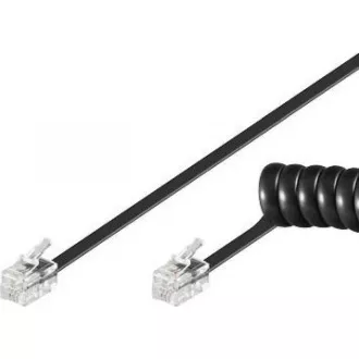 PremiumCord Kabel telefonní sluchátkový kroucený 4 žíly 2m - černý